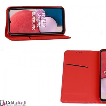Telone atverčiamas dėklas - raudonas (telefonams Samsung A13 4G) Telone atverčiamas dėklas - raudonas (telefonams Samsung A13 4G)
